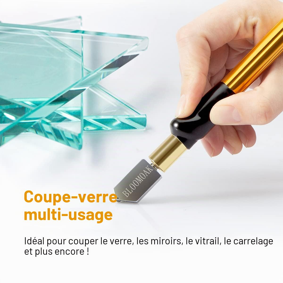Coupe-Verre Circulaire Bloomoak avec réservoir d'huile et Ventouse Ensemble d'outils de Coupe en Verre Diamant réglable Diamètre 60 cm