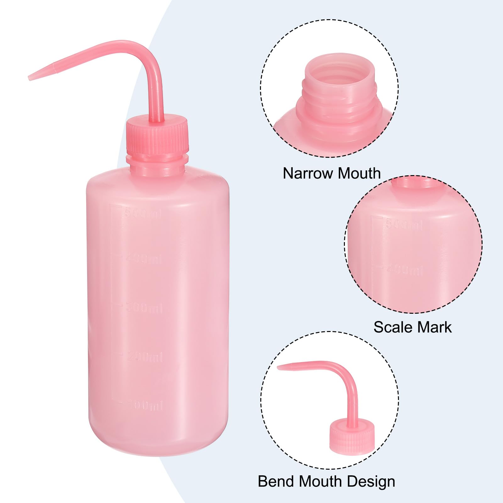 PATIKIL Bottiglie per lavaggio da 500 ml, 12 pezzi, in plastica, a bocca stretta, strumenti per irrigazione, pulizia di laboratorio, lavaggio, irrigazione, conservazione di liquidi, rosa
