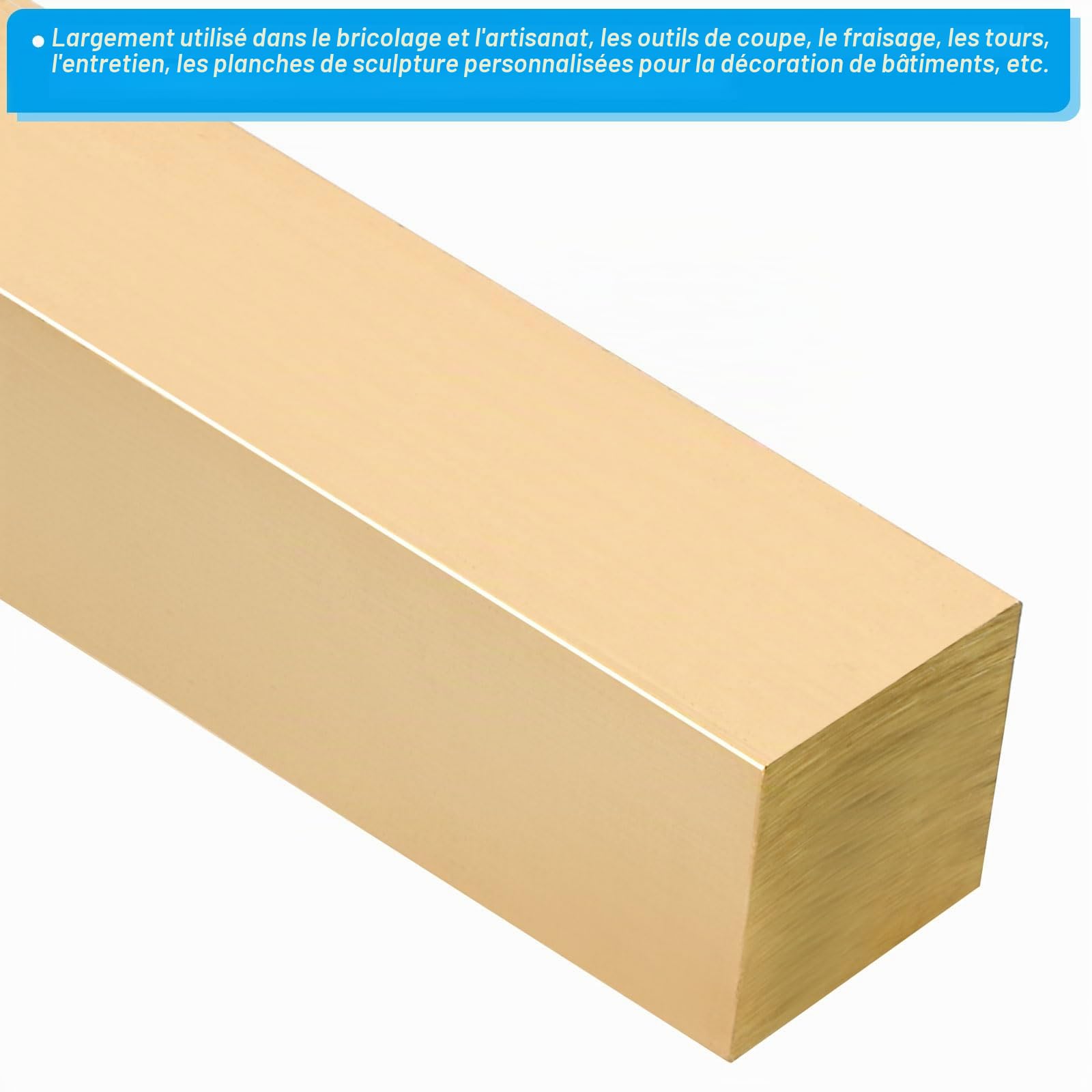 PATIKIL 3/4 x 3/4 x 6" H59 Barre Carrée en Laiton, Barre de Fraisage Carrée Solide pour l'Artisanat, l'Entretien, la Décoration Architecturale Électrique, en Laiton