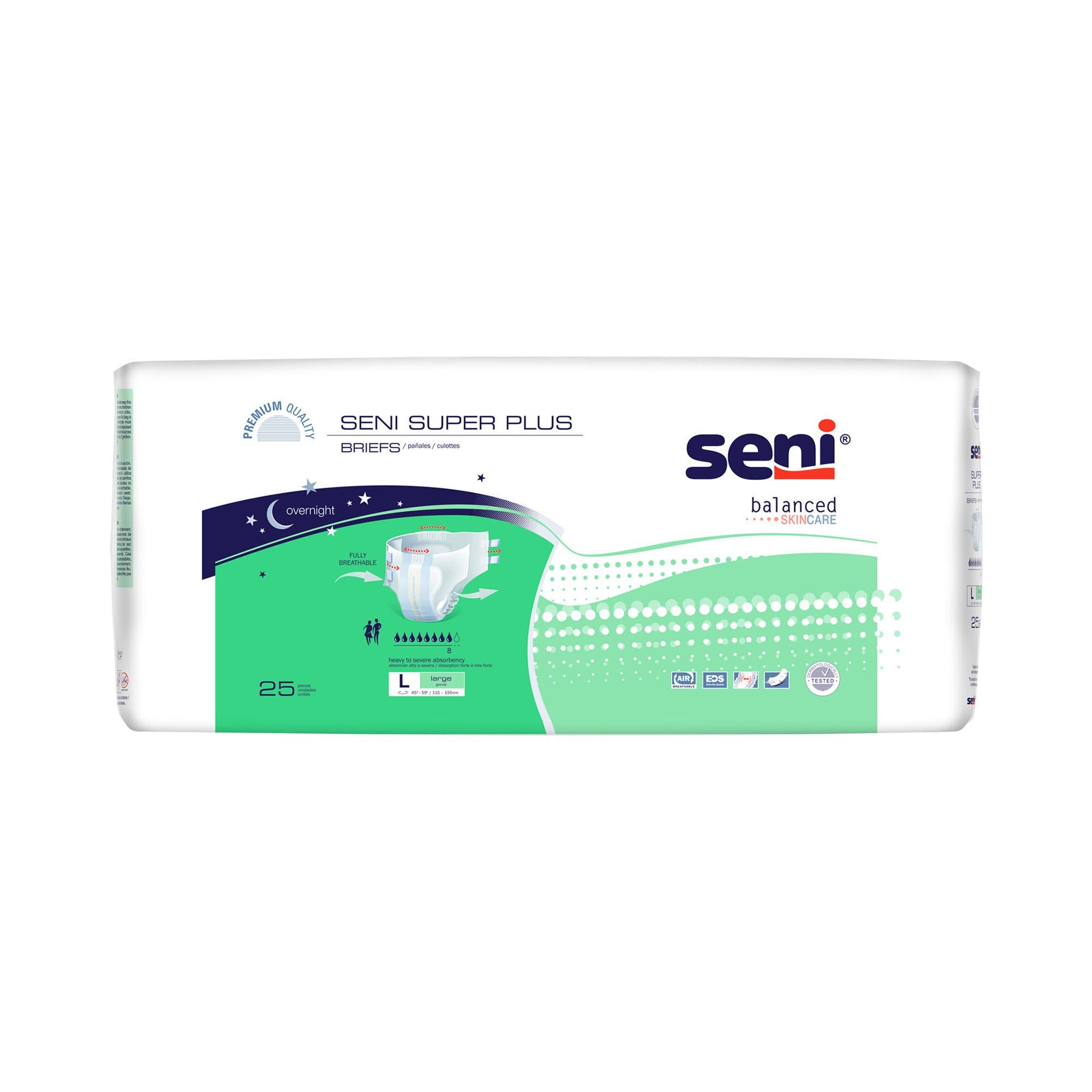 Super Plus Unisex Adult Incontinence Briefs with tabs, 45-59 in, 50 ct
