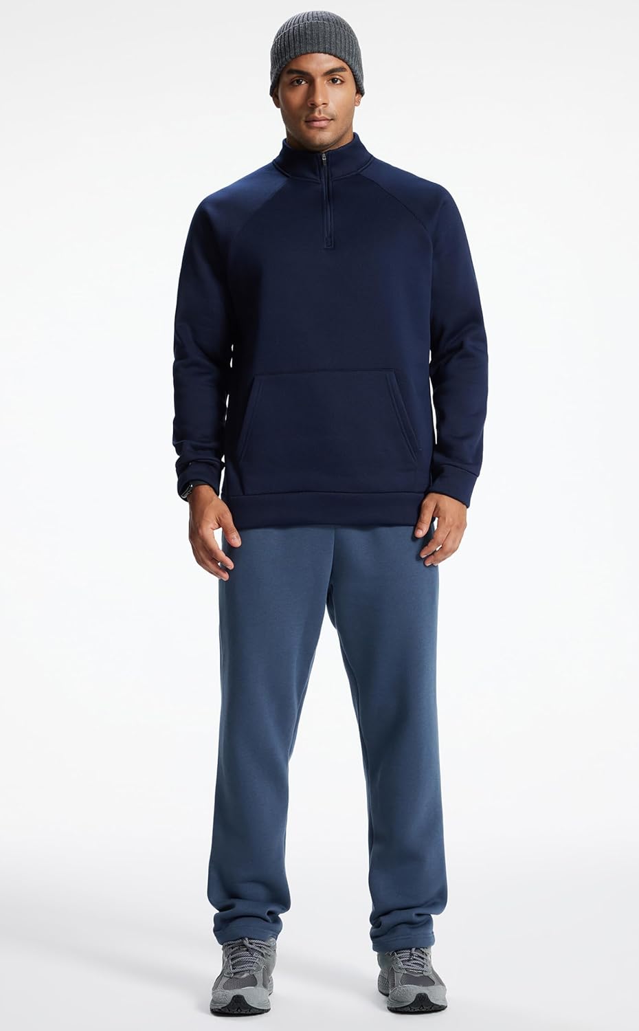 Men's Sweatpants Lounge Cotton Casual Sweat Pants Straight Leg Open Bottom Joggers with Pockets - Image 3