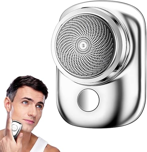 Keweis - Maquinilla de afeitar eléctrica portátil para hombre afeitadora de tamaño de bolsillo húmeda y seca recargable por USB afeitadora giratoria