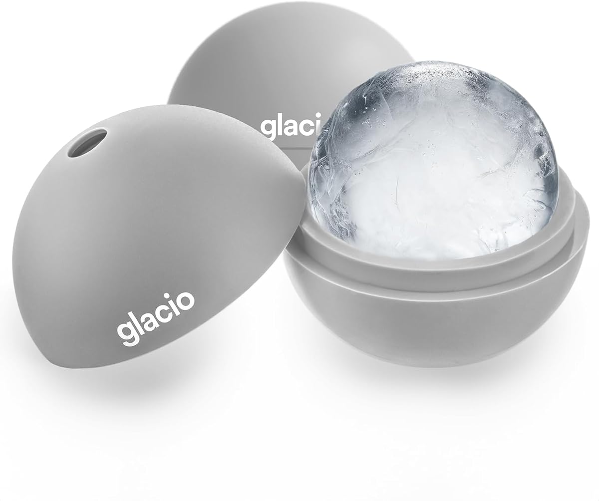 Round Ice Cube Molds, Large Whiskey Ice Ball Maker, Slow Melting | BPA Free Silicone Sphere Mold, Slow Melting Balls for Bourbon Cocktails & Scotch, Perfect for Home Bar Serving