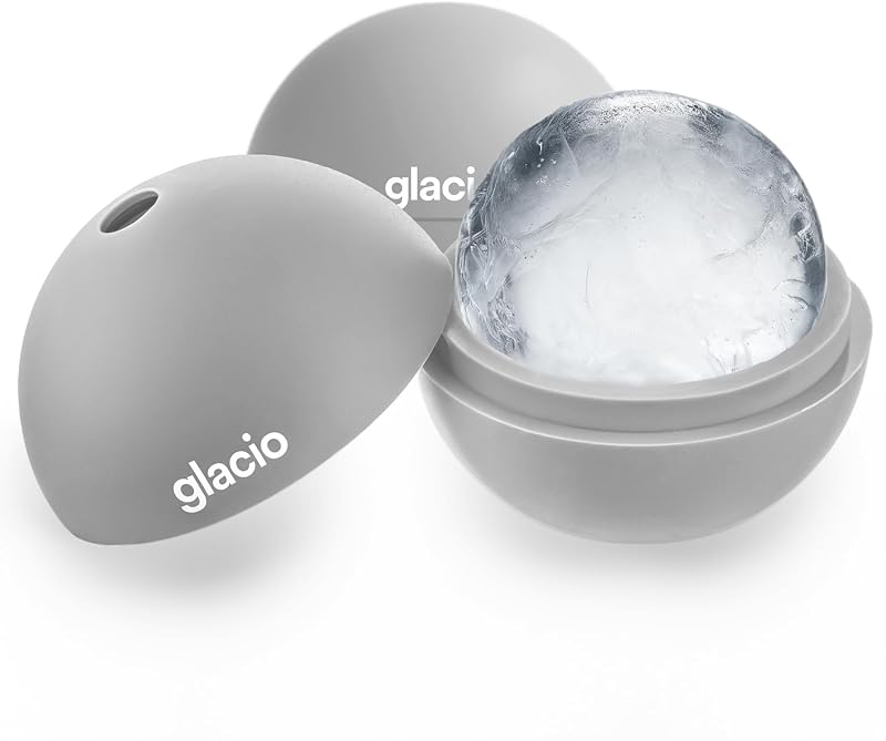 Round Ice Cube Molds, Large Whiskey Ice Ball Maker, Slow Melting | BPA Free Silicone Sphere Mold, Slow Melting Balls for Bourbon Cocktails & Scotch, Perfect for Home Bar Serving