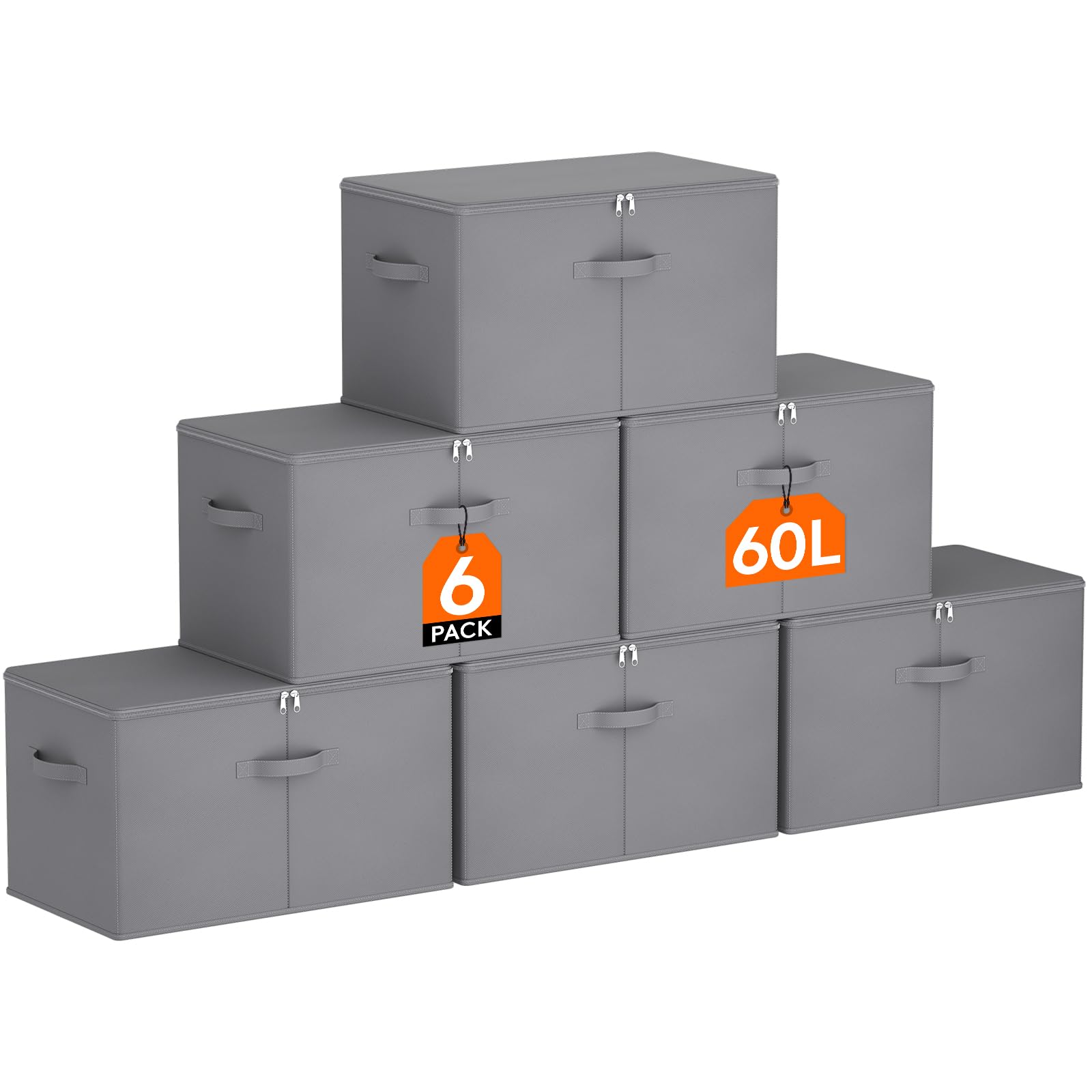 Lifewit Aufbewahrungsbox mit Deckel, Faltbare Aufbewahrungsboxen aus Vliesstoff mit Griff, Faltbox Schrank Organizer, Kleideraufbewahrung
