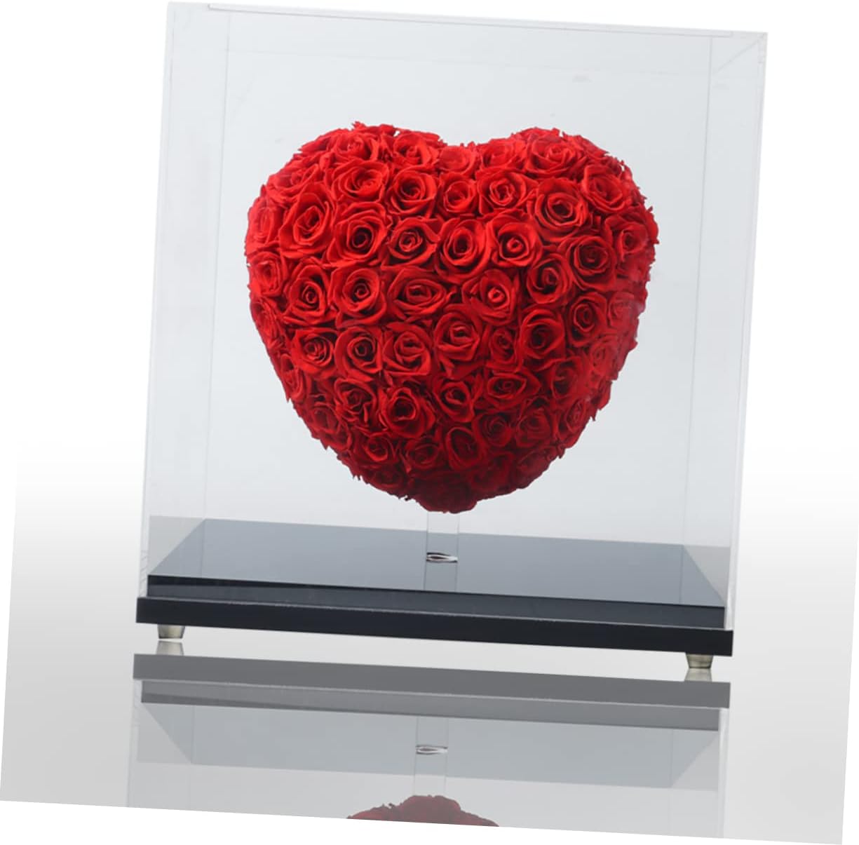 Unomor Sparkly Pink Roses Flower Box Heart Shape for Valentines Day Girlfriend's