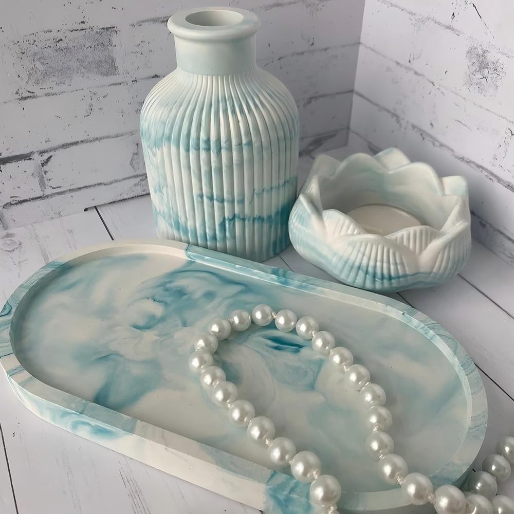Oval Resin Tray Molds, Vase Lotus Candle Holder Mold Epoxy Resin molds for DIY Trinket Dish Candy Container Candle Holder Jewelry&Plant Pot
