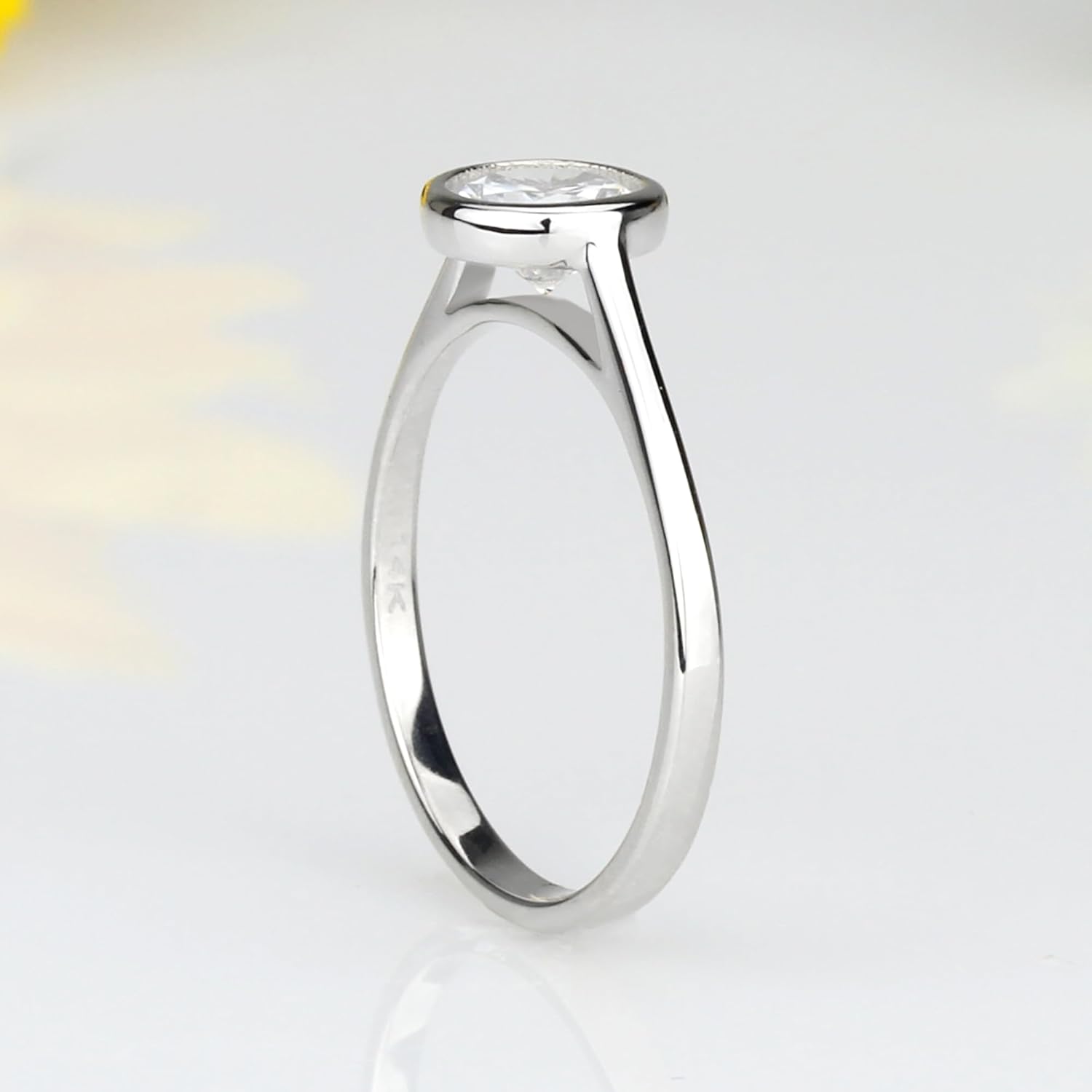 DoubleAccent Womens Sterling Silver Round CZ Bezel Solitaire Engagement Ring 7.5MM (Size 5 to 9)