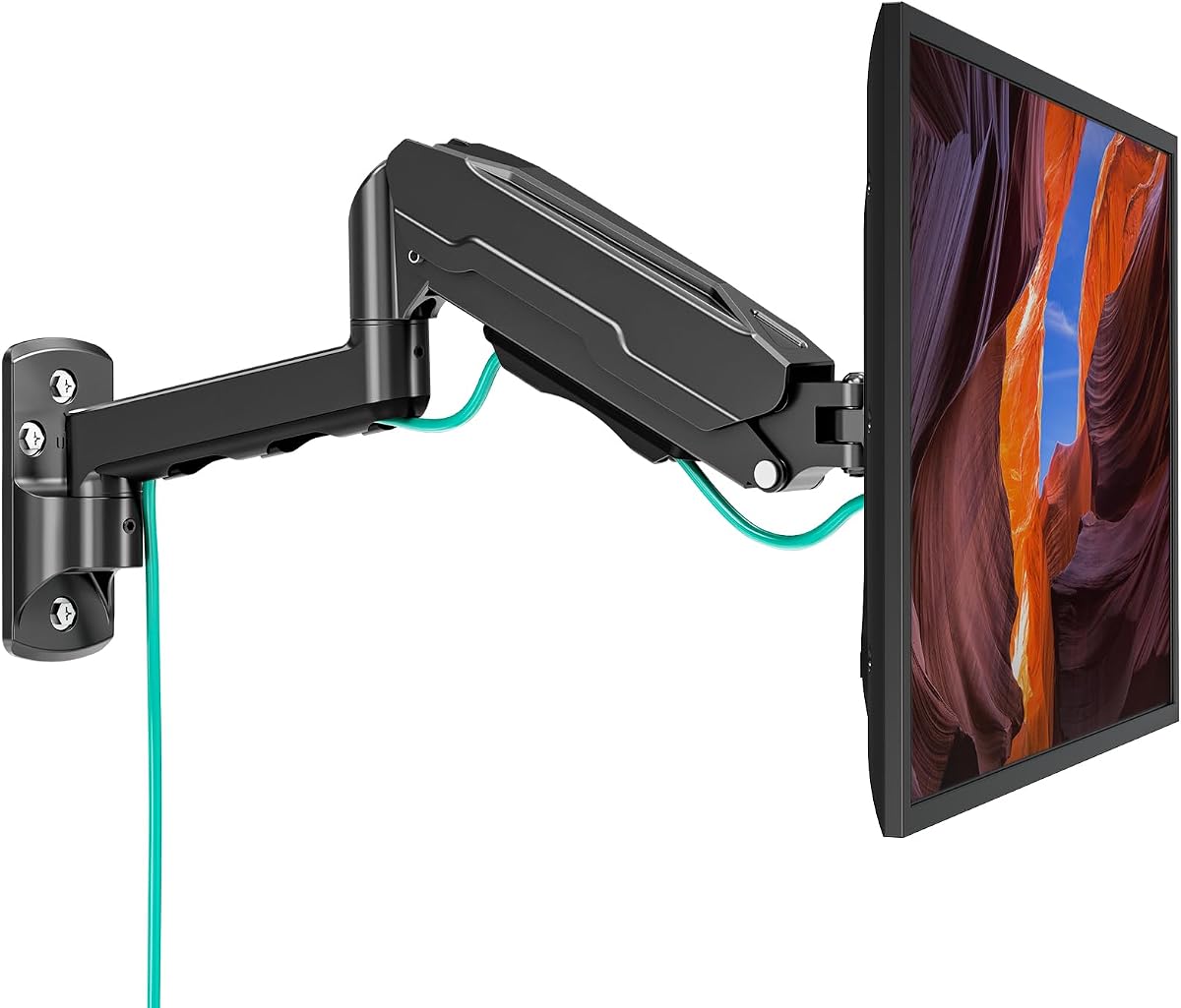 MOUNT PRO Single Monitor Wall Mount for 13 to 32 Inch Computer Screens, Height Adjustable Wall Mount Monitor Arm Holds Up to 19.8lbs, Full Motion Wall Bracket, VESA Mount 75x75, 100x100, Black