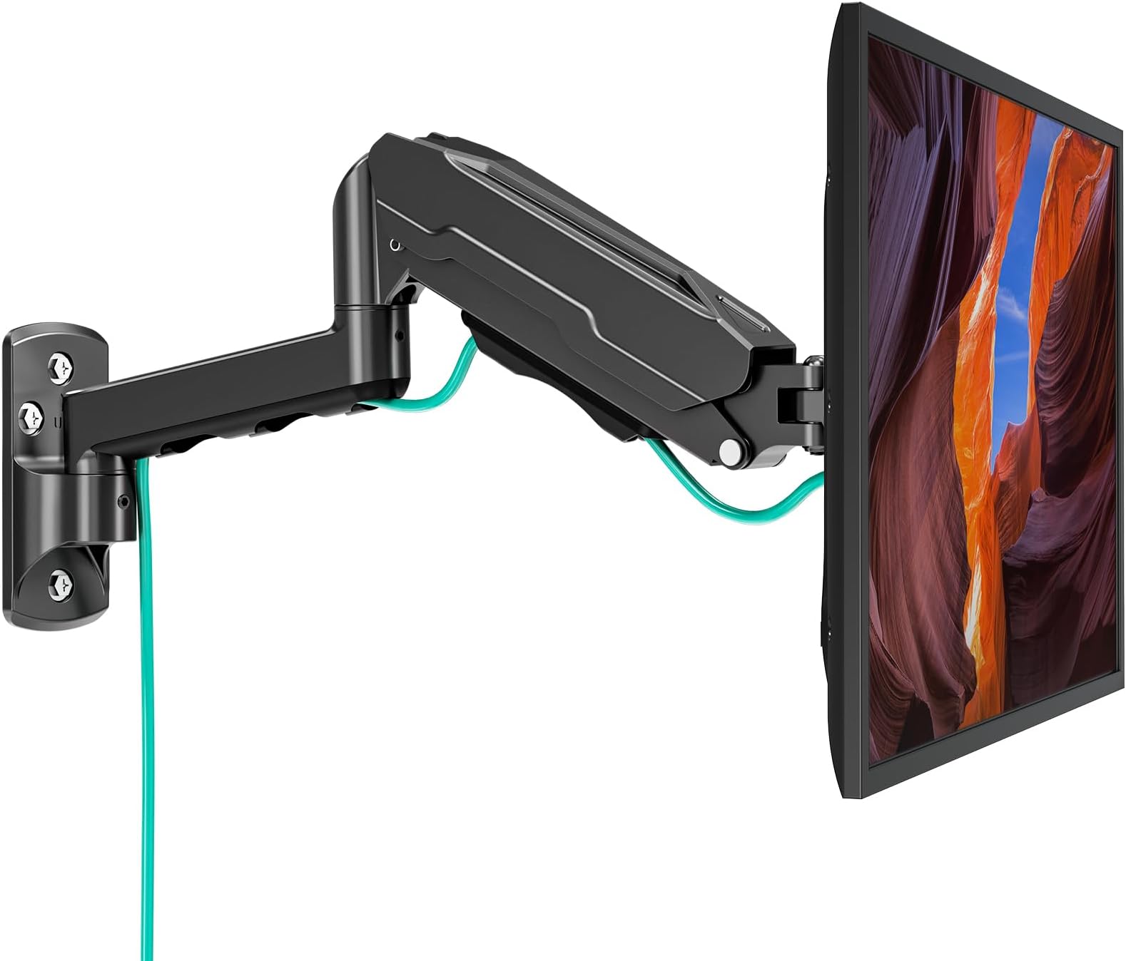 Single Monitor Wall Mount for 13 to 32 Inch Computer Screens, Height Adjustable Wall Mount Monitor Arm Holds Up to 19.8lbs, Full Motion Wall Bracket, VESA Mount 75x75, 100x100, Black
