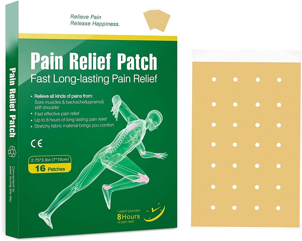 Azonee Pain Relieving Patch, Pain Relief Plaster, Long Lasting Effect Relief Knee Pain Backache Joint Muscle Cervical Vertebra Pain Relief Patch, 7 * 10cm/Sheet, 16 Patch/Box