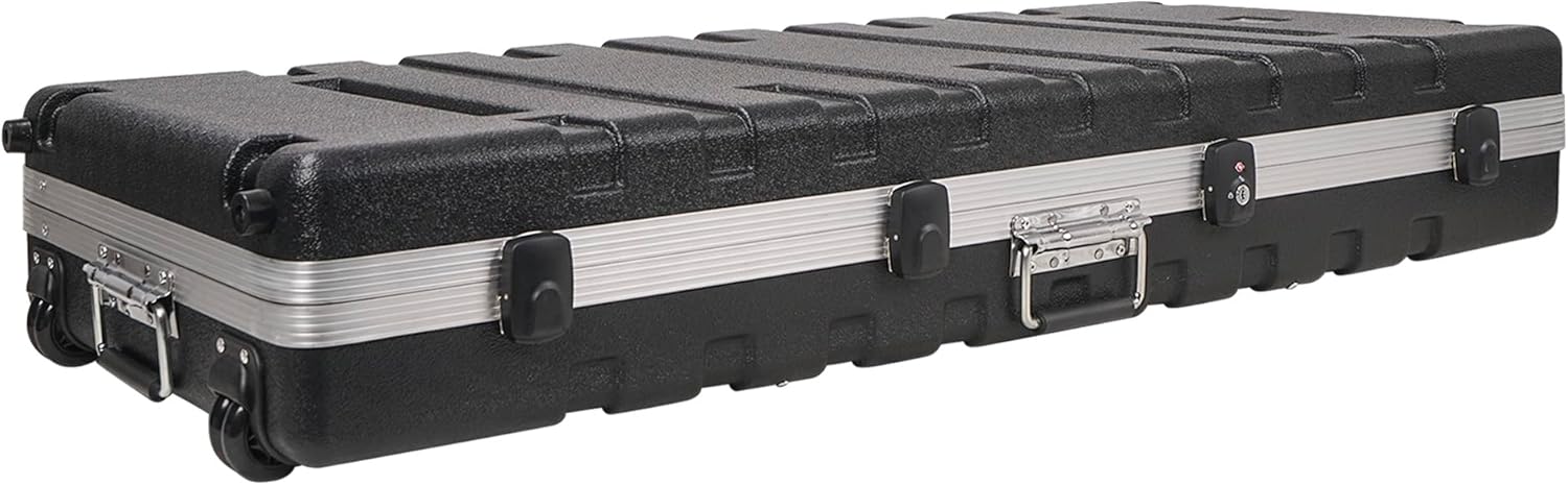Sound Town Lightweight 61-Note Keyboard Case, ATA Flight Case with TSA Approved Locking Latches, Customizable Interior, Recessed Wheels (STKBC-61)