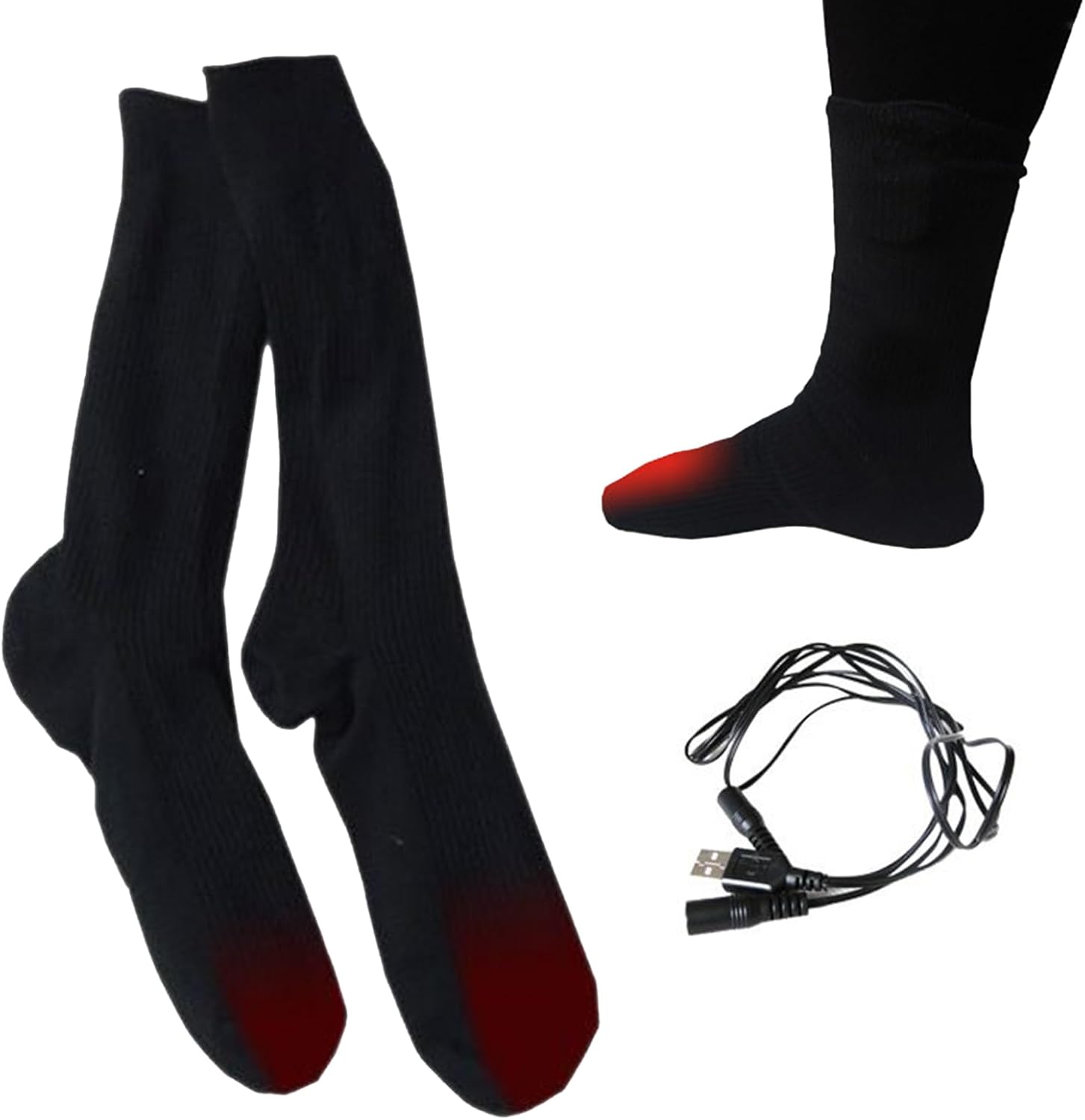 Electric Heated Socks,Heating Insulation Comfortable Warmer | Knit Heated Socks - for Ski Winter Snowboarding Sports Activities Outdoor Home Travel Family