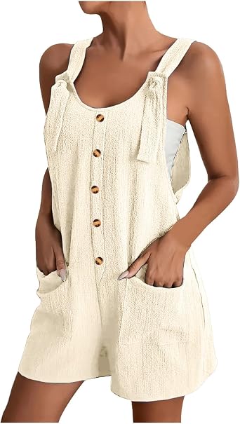 Rompers for Women Summer Sleeveless Tie Knot Strap Jumpsuits Casual Short Jumpsuits Overalls Suspenders Jumpsuit