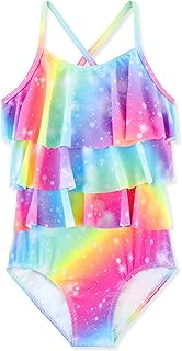Girls One Piece Swimsuits Cute Ruffles Swimming Bathing Suit with Adjustable Straps Beach Pool Kids Swimwear 3T-12