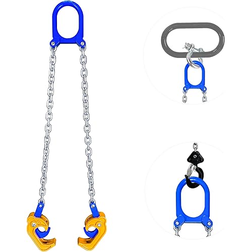 Chain Drum Lifter | 2200 lbs Vertical Drum Lifter Chain Sling | Drum Handling Equipment 1 ton Capacity | Lifter Vertical Hoist Self Locking | Fit for Metal Strap and Plastic lid Drums