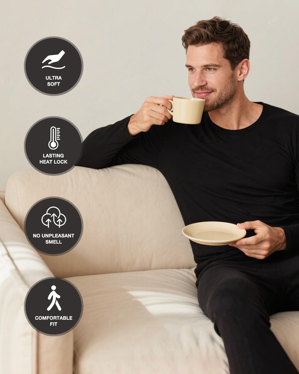 2 Pack Thermal Underwear for Men Long Johns with Fleece Lined Base Layer Men Cold Weather Top and Bottom Set - Image 4