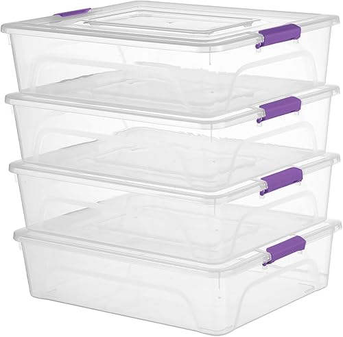 Miniatura 12 de novelinks Cajas de almacenamiento apilables transparentes con tapa Cajas organizadoras Contenedores organizadores de plástico duraderos para el