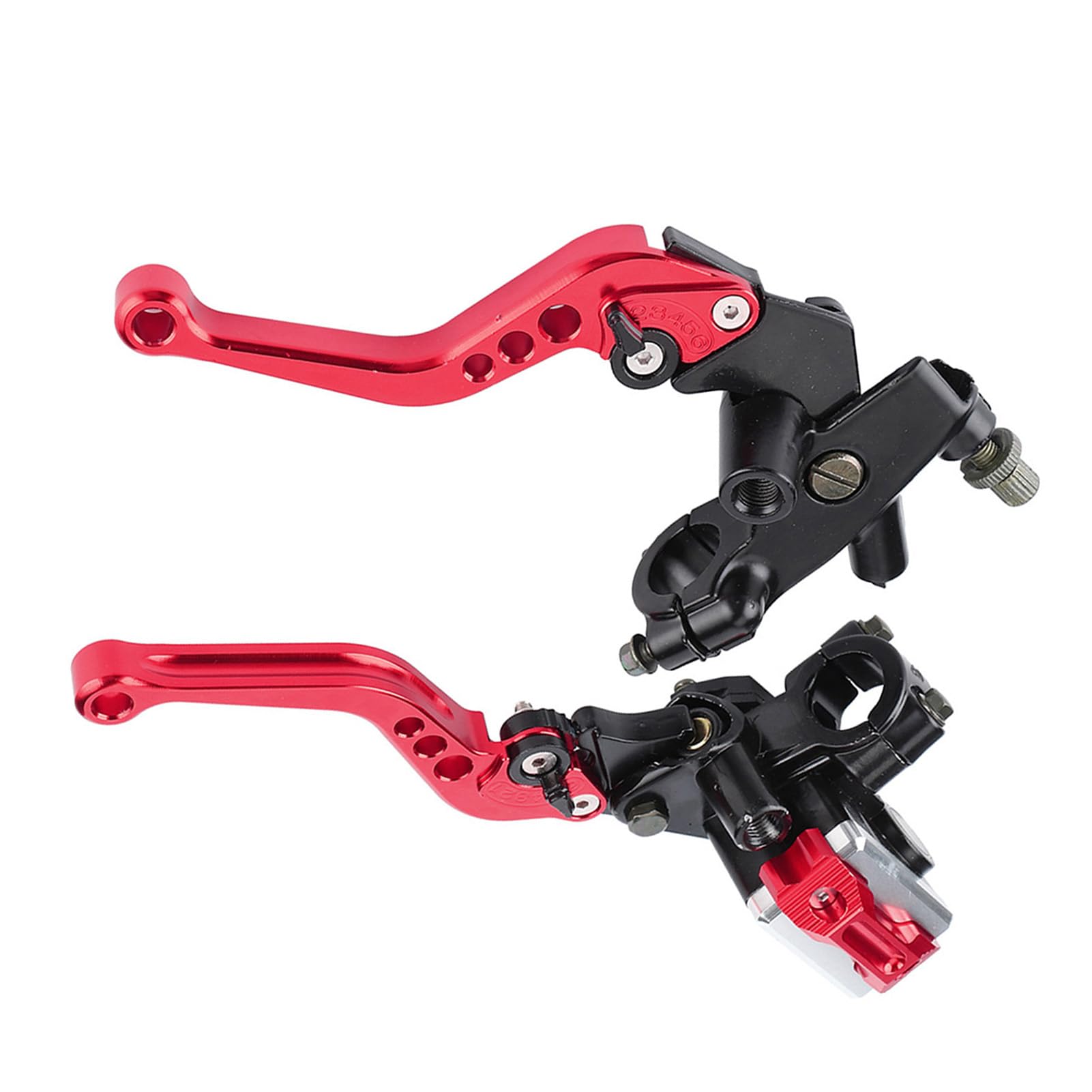 Levier de frein moto 1 paire 7/8"22mm universel en alliage d'aluminium embrayage de frein moto leviers de maître-cylindre d'embrayage durables (rouge)