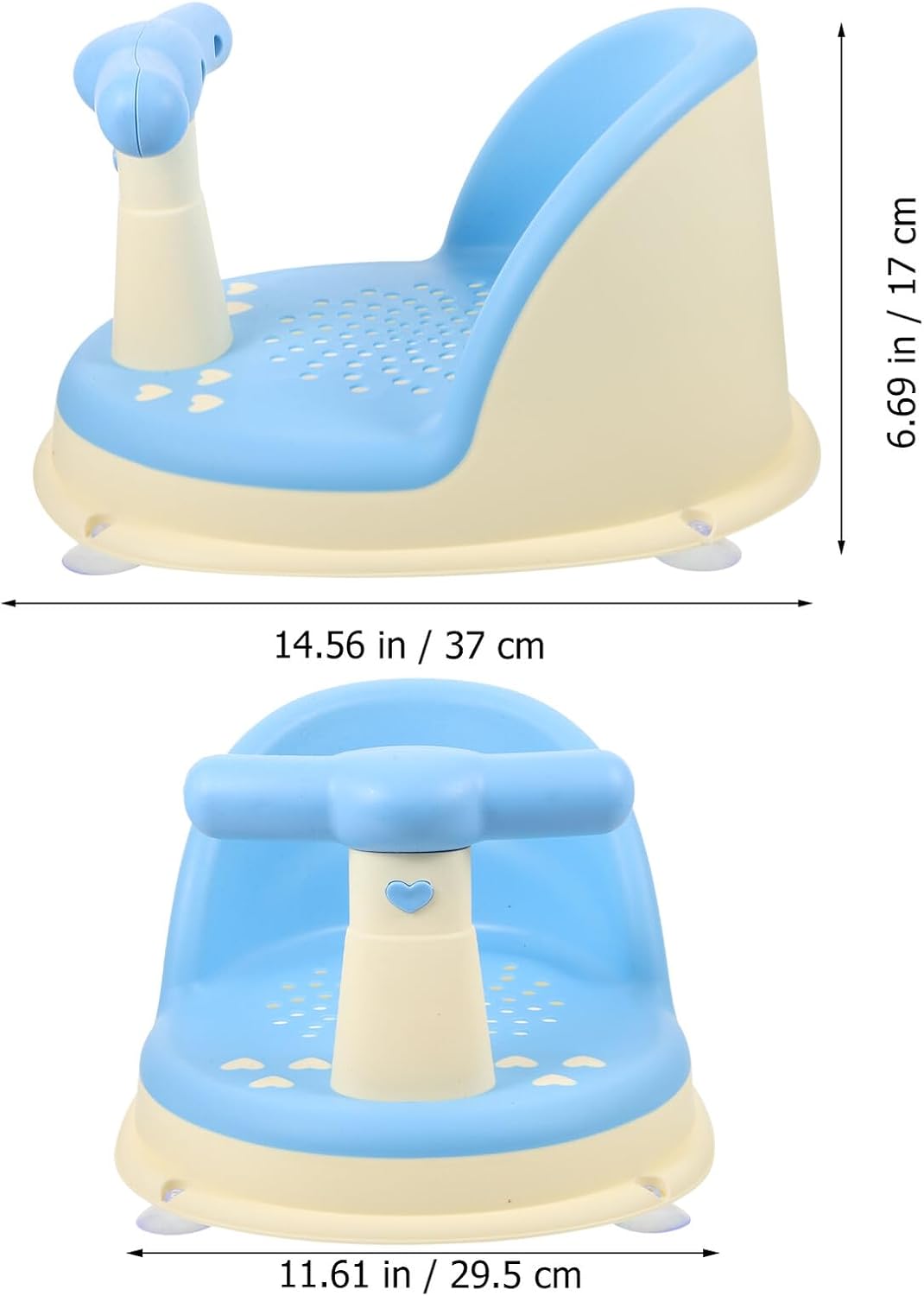 LIOOBO PP Bathtub Seat with Supportive Backrest Non-Slip Bathing Stool for Boy Girl Fits Standard and Claw Tubs Spacious Open-Side Design for Comfortable Showering