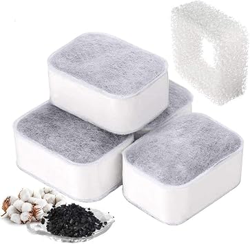eecoo Ceramic Filter Cat Water Fountain Replacement,Premium Carbon Filter Foam Filter Dog Pet Water Fountain Filter Cat Water Dispenser,4pcs