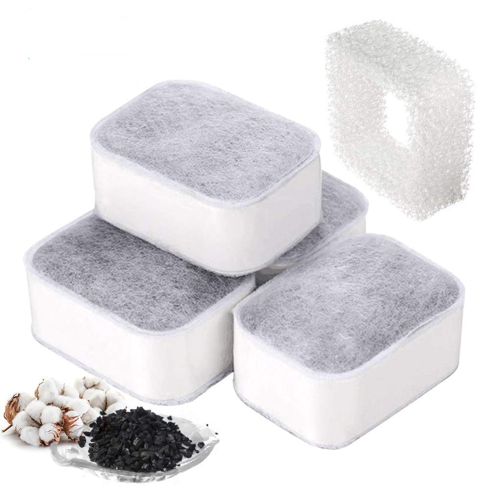 eecoo Ceramic Filter Cat Water Fountain Replacement,Premium Carbon Filter Foam Filter Dog Pet Water Fountain Filter Cat Water Dispenser,4pcs
