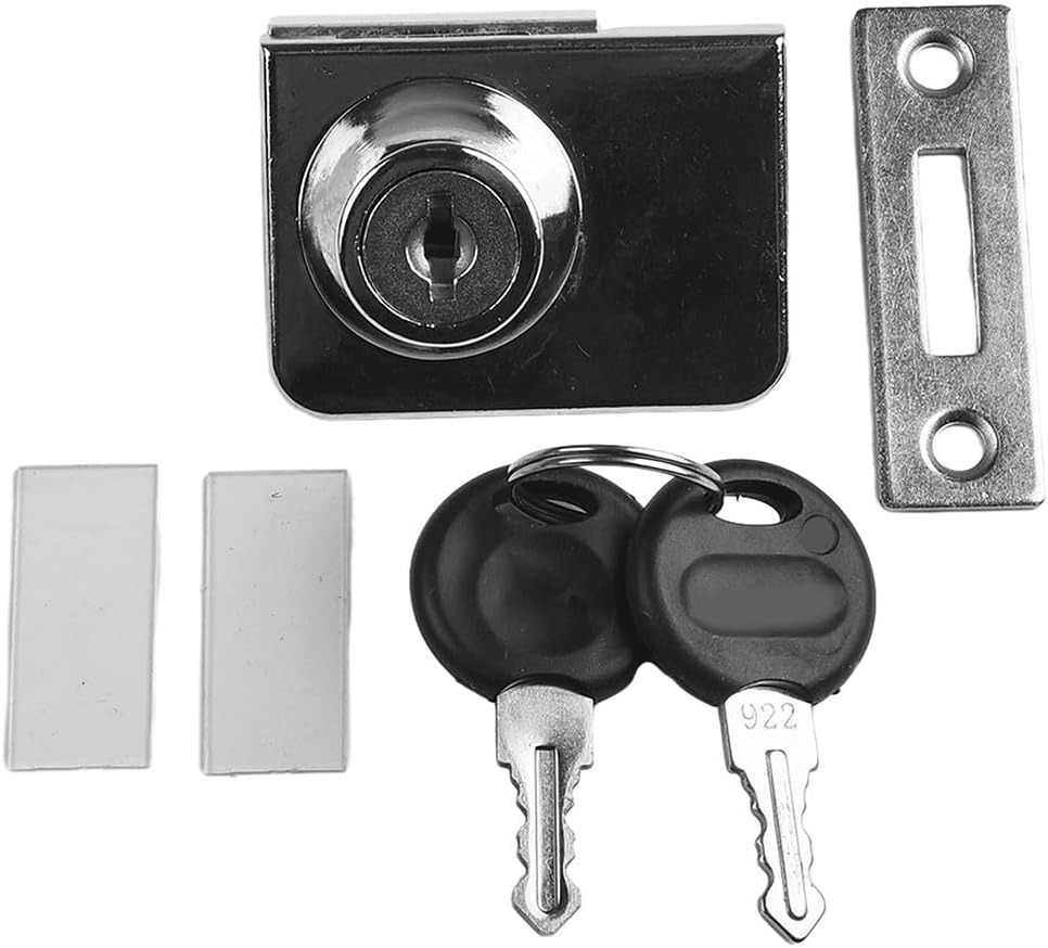 Glass Cabinet Lock for 5mm to 8mm Double Doors, Zinc Alloy Display Cabinet Lock with Key, Double Door Display Case Lock for Retail Store, Silver/Black(Black)