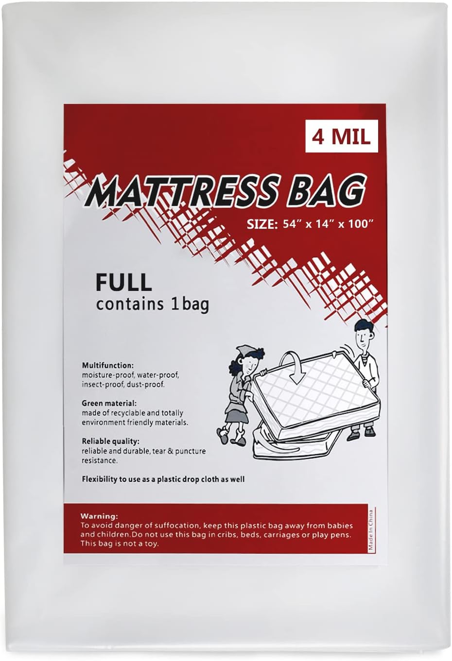 PackageZoom Mattress Bag for Moving and Storage Full Size