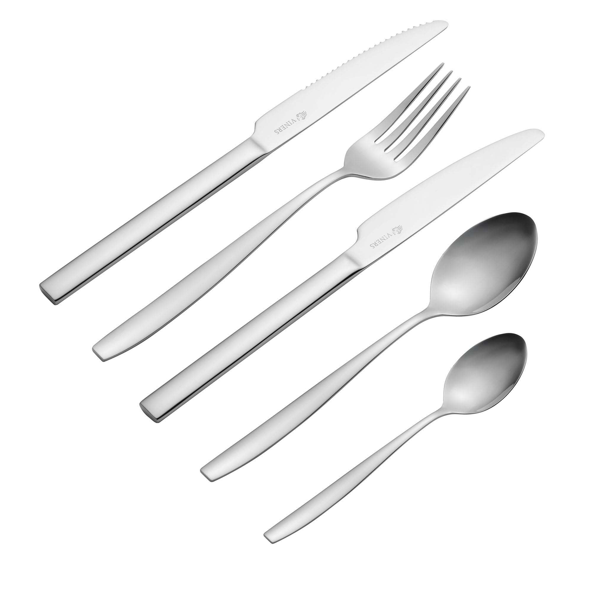 Viners Sardinia 20 Piece Cutlery Set |18/0 Stainless Steel | Square Handles | Serves 4 + 4 Steak Knives | Dishwasher Safe