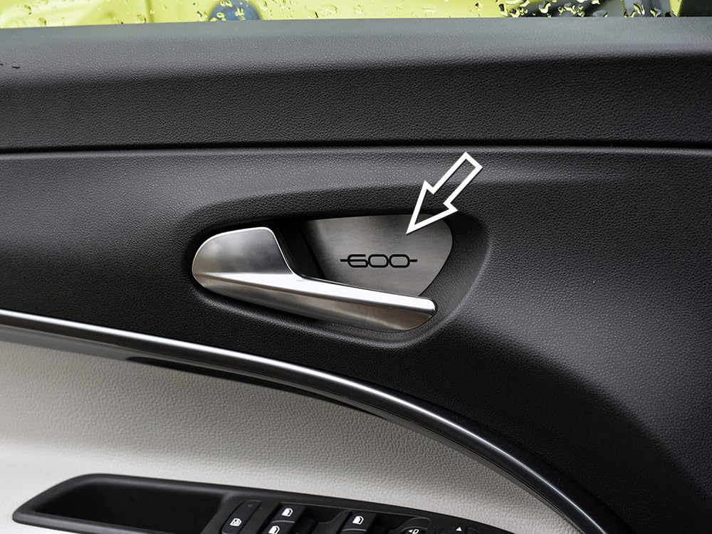Copertura In Acciaio per Fiat.600 600e | Decorazioni per Maniglie delle Porte | 4 Pezzi Inox Elettrica Hybrid RED (RED) LA PRIMA 600 Accessori Tuning Kit Ricambi