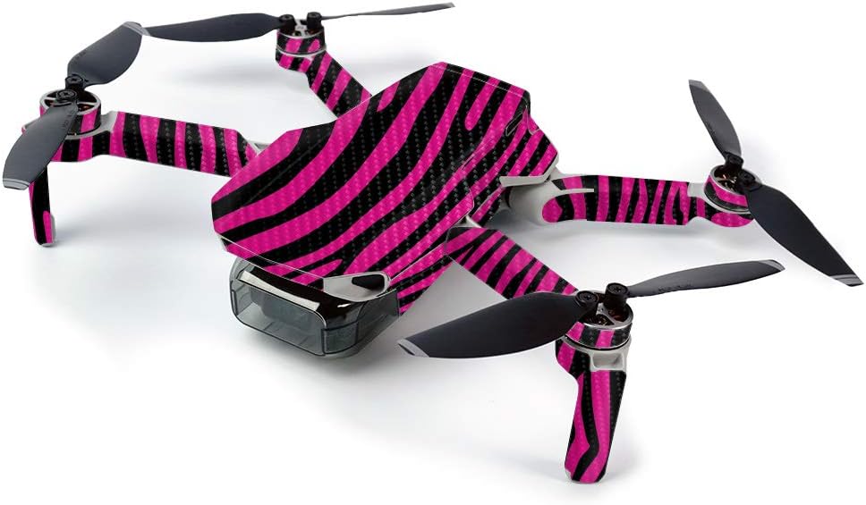 MightySkins Carbon Fiber Skin for DJI Mavic Mini Portable Drone Quadcopter Carbon Fiber Skin - Pink Zebra | Protective, Durable Textured Carbon Fiber Finish | Easy to Apply, Remove | Made in The USA