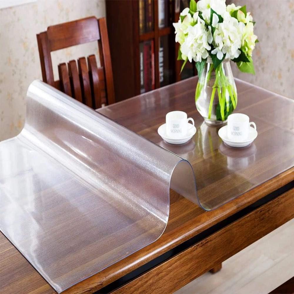 Frosted Table Protector for Dining Room Table - 108 x 42 Inch 9 Foot Kitchen Wood Grain Vinyl Transparent Table Cover Plastic Protective Table Pad