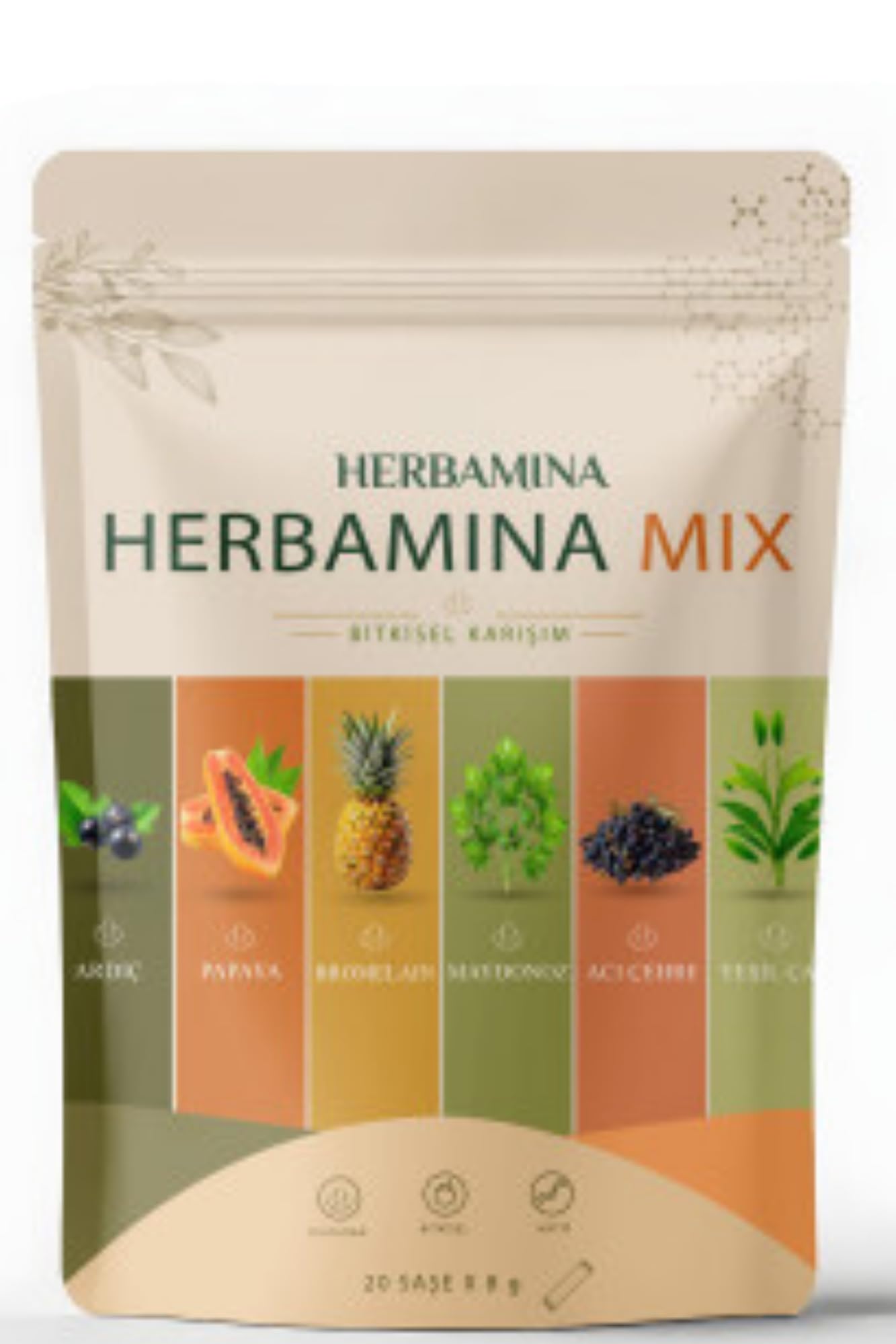 Herbamina Wellness Bundle 4-in-1 – Herbal Mix 20, Apricot Rosemary Tea 45, Yarrow Herbal Tea 30 & Inulin Bromelain Coffee 30 Sachets