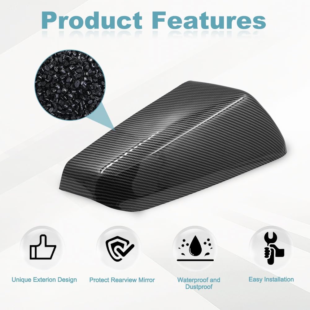 Driver & Passeger Side Rearview Mirror Cover Cap Compatible with Chevy Equinox GMC Terrain 2018-2023 Carbon Fiber Exterior Side Mirror Cover Replacement for 23406416 23406417 84225387 84545949