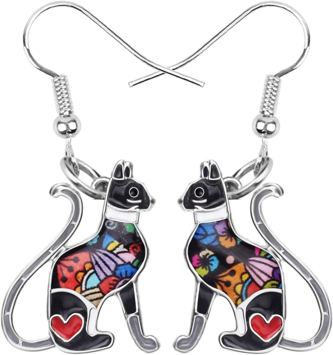 BONSNY Cute Enamel Dangle Anime Cat Earrings for Women Teens Girls Jewelry Novelty Pets Funny Charms