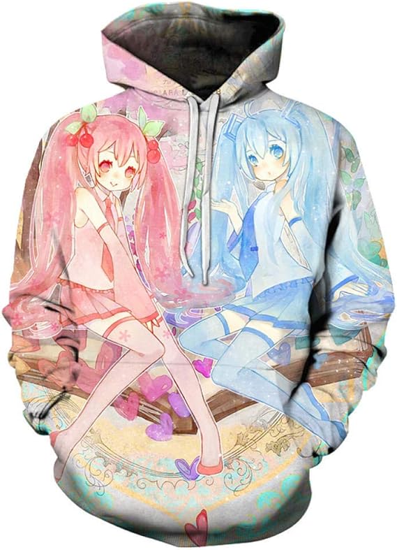 RNGZC Sweats à Capuche Pull Hatsune Miku pour Hommes, Impression