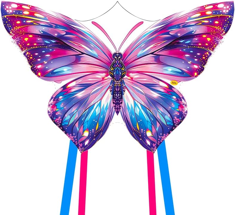 XIAOYAOJIN Butterfly Kite for Kids Ages 4-8 & Adults, 31x22 Large Beginner Easy to Fly Beach Kite, Includes 300ft Line Handle, Outdoor Family Fun, Great for Kids Boys Girls.