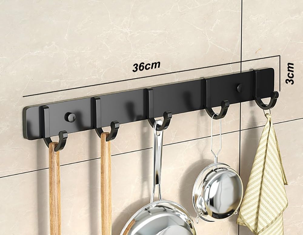 Kitchen Utensils Holder 2 Pieces Kitchen Utensil Rail with Sliding Hooks Wall Mounted Utensil Hanging Rack 304 Stainless Steel Hanger Hooks for Kitchen Tools(36cm)
