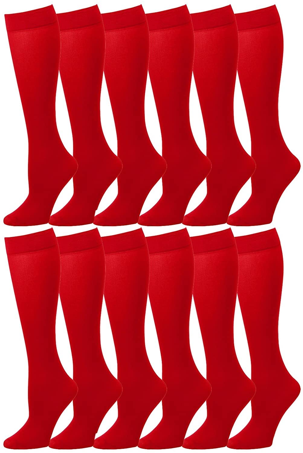 Falari 12-Pack Knee High Women Trouser Socks Comfort Band Stretchy Spandex Opaque