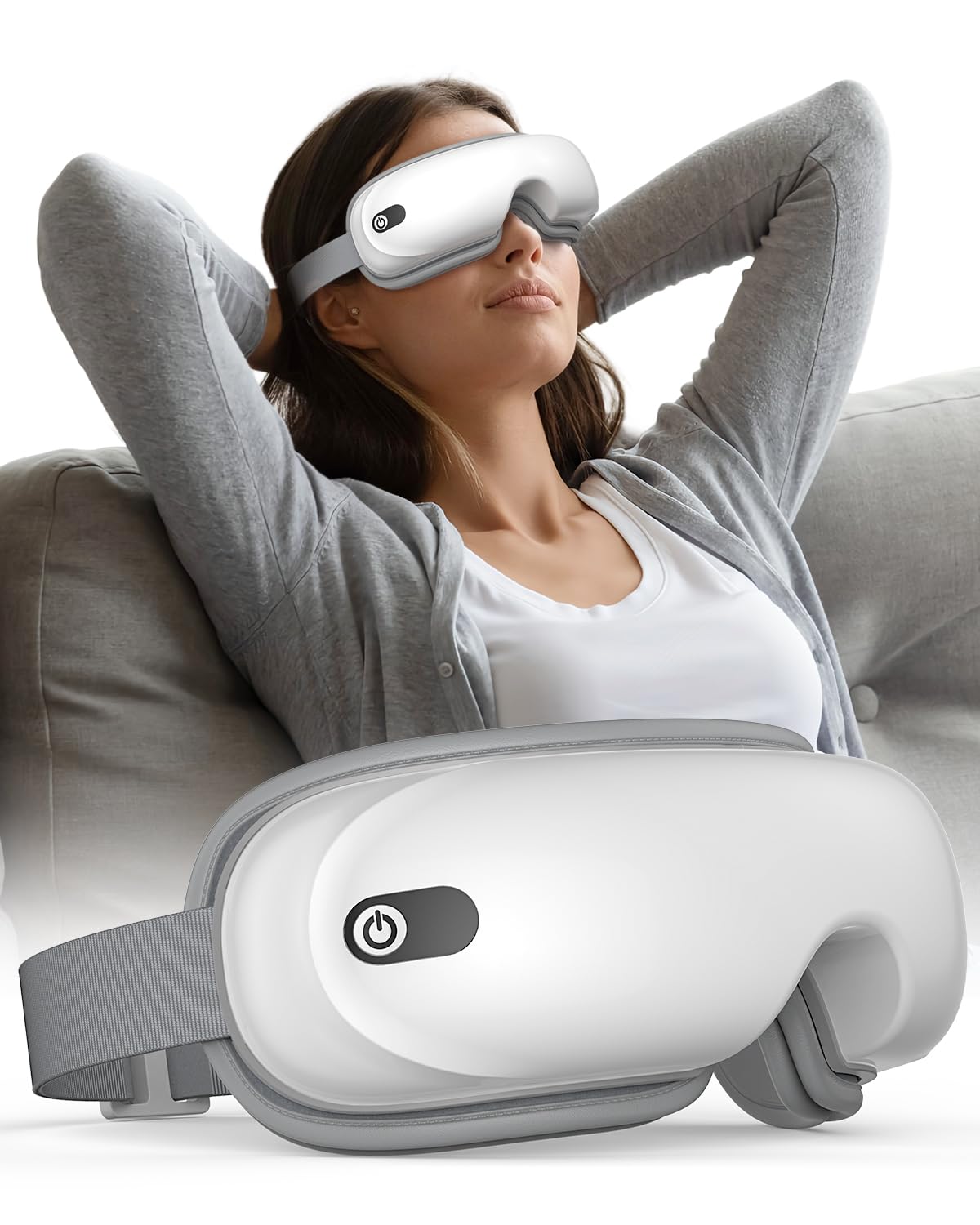 Eye Massager with Heating & Bluetooth Music, Head Massager for Sleeping, Relieve Strain Dr...