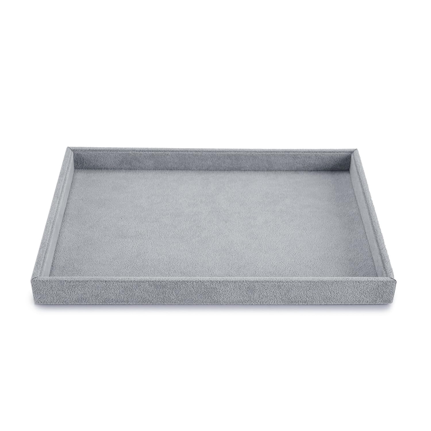 plateau à bijoux empilable en velours, rangement de bijoux tiroir insert à bijoux organisateur présentoir à bijoux pour bagues boucles d'oreilles (gris)
