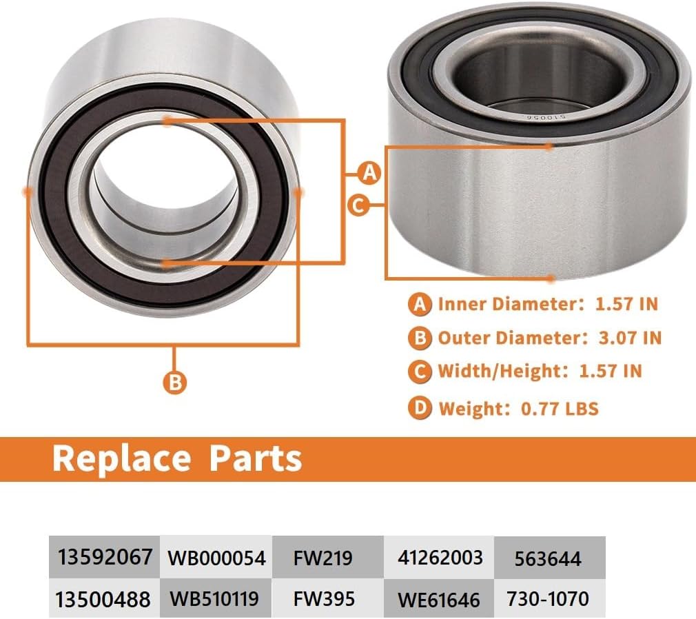 Pair of 510119 Front Wheel Bearing Hub Assembly Compatible with Chevrolet Sonic 2012-2019, Spark EV 2014-2016, Trak 2013-2020, Buick Encore 2013-2020, fits Driver or Passenger Side with ABS