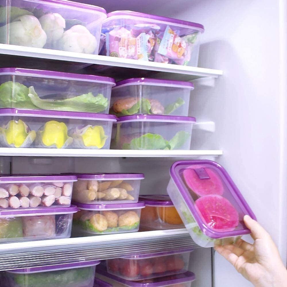 Juego de 17 Cajas de Almacenamiento para loncheras, Caja de Almacenamiento Rectangular de plástico para refrigerador, Caja para congelador de Material PP5 de Grado alimenticio, LON