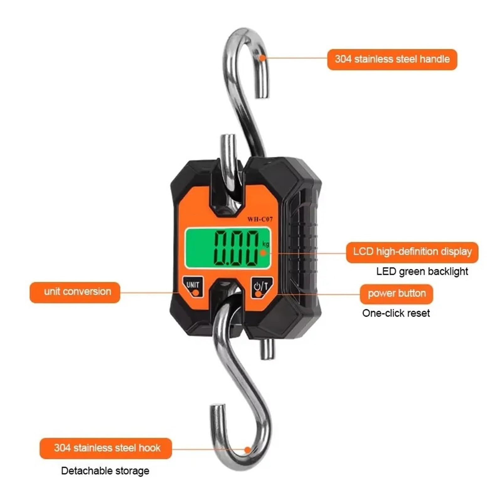 Balance suspendue numérique Portable 100kg/50g, balance électronique en acier inoxydable, outil de pesage à crochet industriel