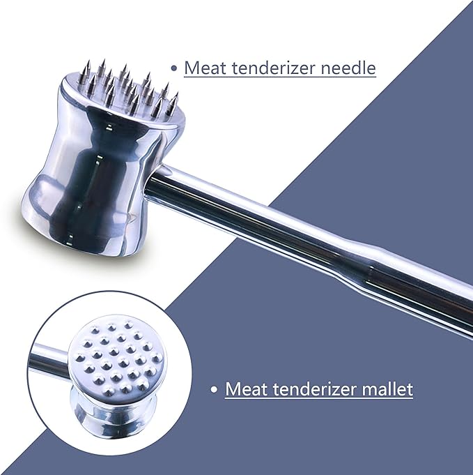 Ablandador de Carne 2 en 1 de Acero Inoxidable, Martillo con Agujas miniatura 4