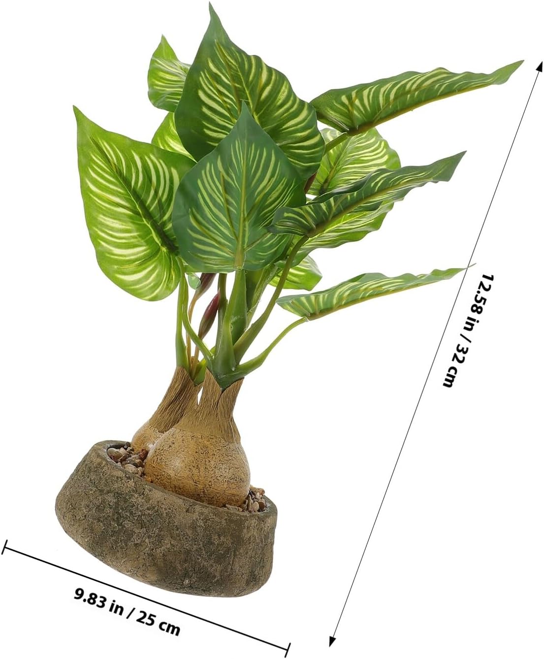 Zerodeko Artificial Green Leaf Bonsai Fake Potted Plant Simulated Greenery Paper Pulp Pot Home Office Faux Plant Table Décor