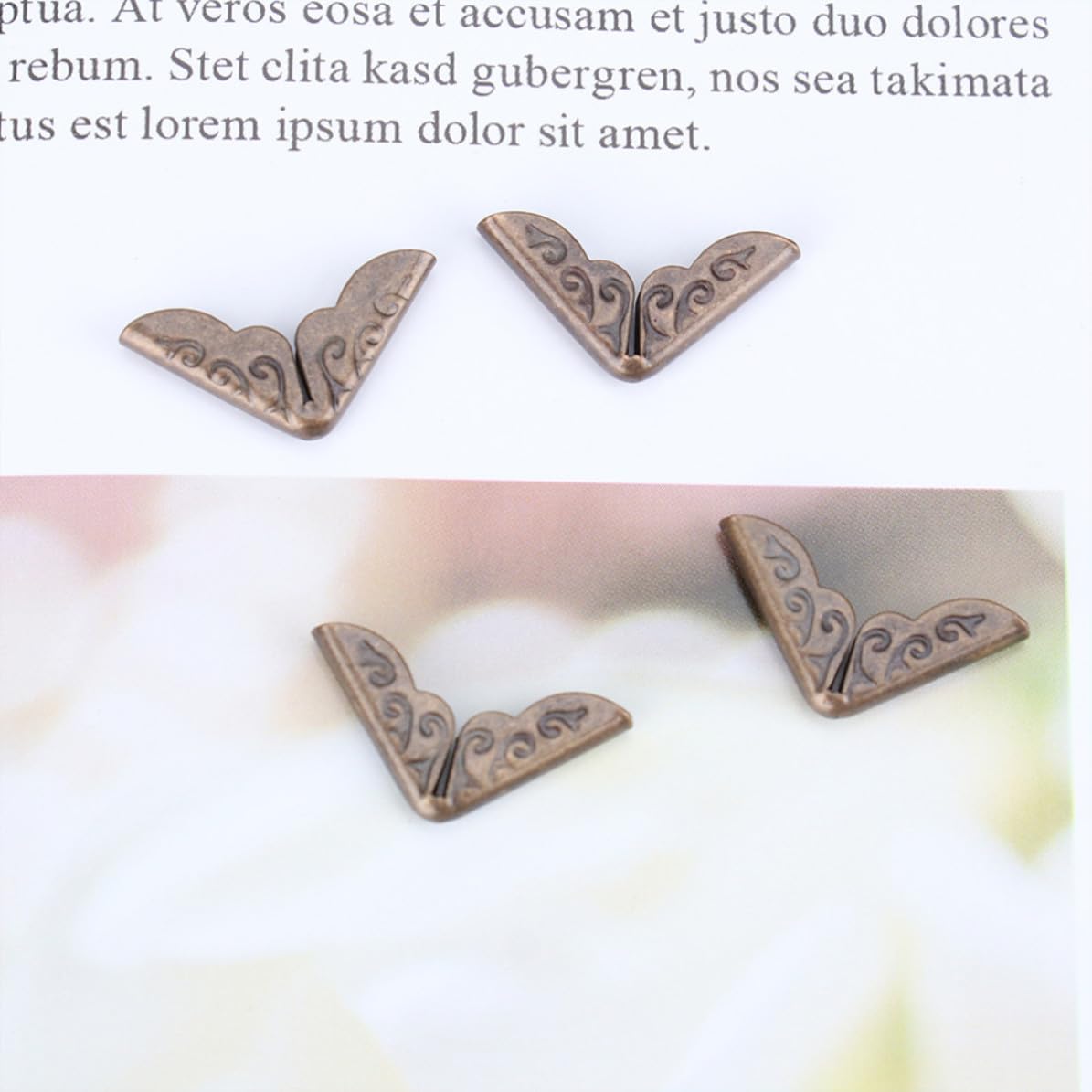 Vintage Iron Book Corner Protectors Elegant and Delicate Design 200pcs Strong Corner Protection for Photo Albums and Notebooks for Scrapbooks and Albums