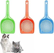 Eruinfang Pack of 3 Cat Litter Scooper, Cat Litter Scooper, Cat Litter Scooper, Cat Litter Scoop with Comfortable Rubber Long Handle for Pets, Cats, Kittens, Dogs