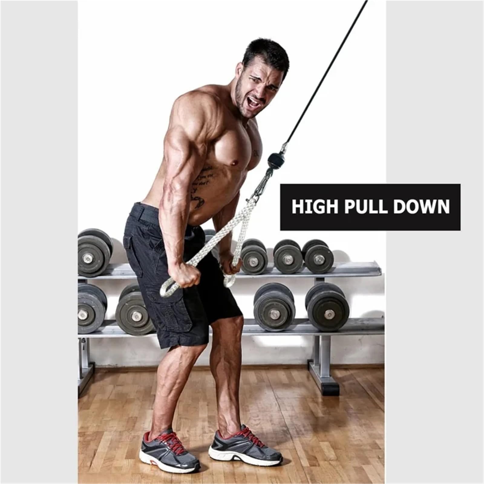 Trizepsseil Trizeps-Seil Drücken Unten Kabel Maschine Zubehör Pulldown Befestigung for Home Gym Pull Seil Schnur