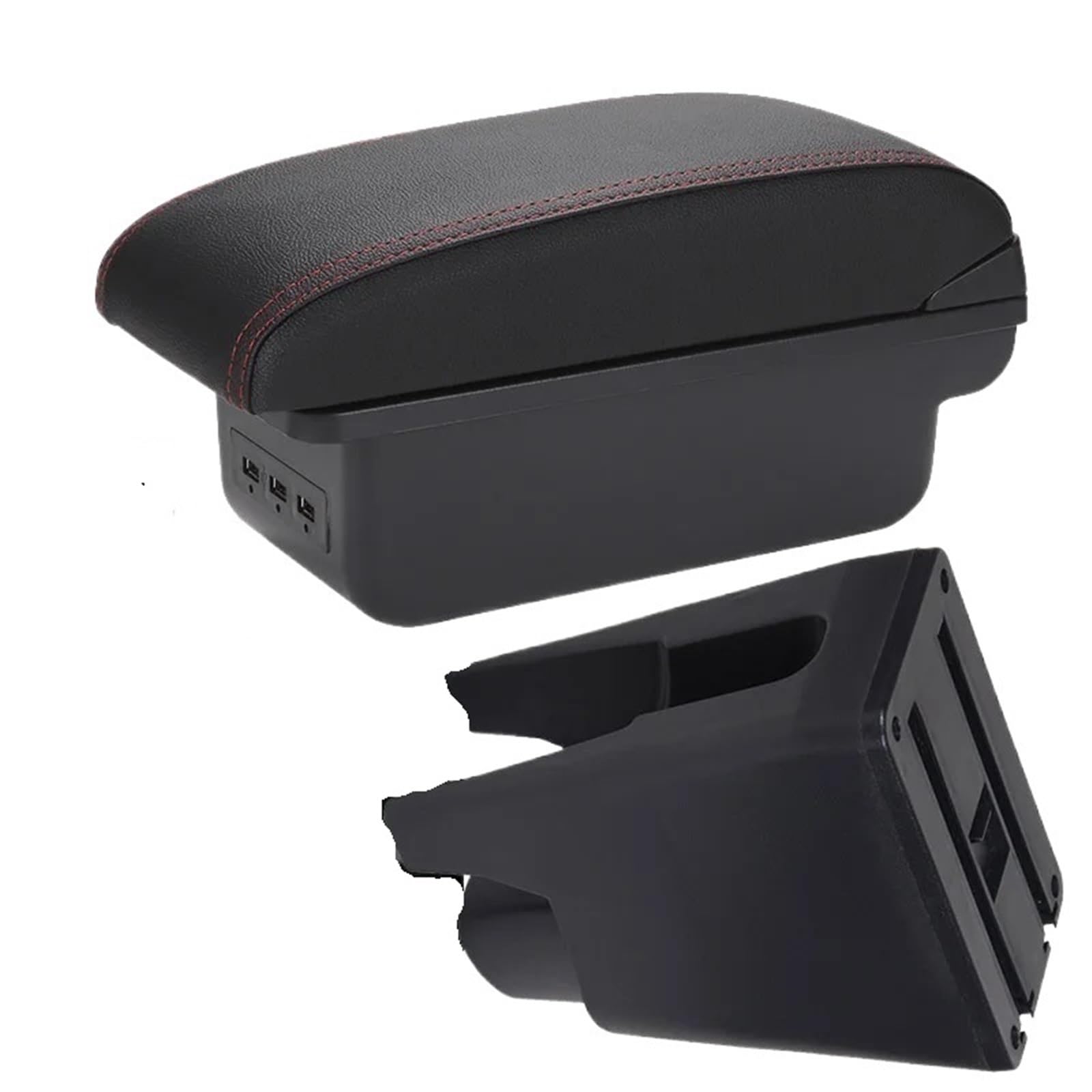 POZMNGTI Armrest Compartment Armrest Box Fit For Peugeot 107 Fit For Toyota Fit For Aygo Fit For BJ Car Armrest Accessories Store Box(B1 Black red 3USB)